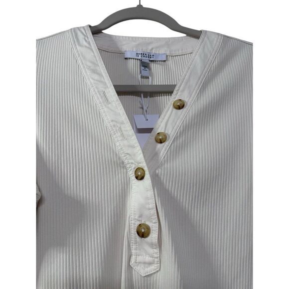 $195 Derek Lam 10 Crosby Size Heather T-Shirt Puff Sleeve Rib Off White L NWOT - Picture 6 of 10